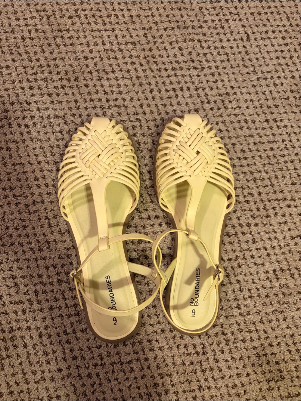 No Boundaries Yellow Woven Ankle-Strap Sandals